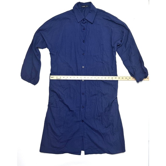 Noracora Women's Shirt Dress NEW Button Up Blue Maxi 3/4 Sleeve Size LARGE - Picture 6 of 7